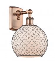 Innovations Lighting 516-1W-AC-G121-8CBK-LED - Farmhouse Chicken Wire - 1 Light - 8 inch - Antique Copper - Sconce