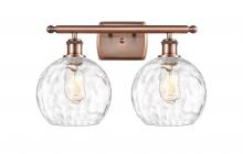 Innovations Lighting 516-2W-AC-G1215-8-LED - Athens Water Glass - 2 Light - 18 inch - Antique Copper - Bath Vanity Light