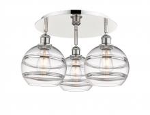 Innovations Lighting 516-3C-PN-G556-8CL - Rochester - 3 Light - 20 inch - Polished Nickel - Flush Mount