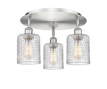 Innovations Lighting 516-3C-SN-G112C-5CL - Cobbleskill - 3 Light - 17 inch - Satin Nickel - Flush Mount