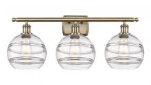 Innovations Lighting 516-3W-AB-G556-8CL - Rochester - 3 Light - 28 inch - Antique Brass - Bath Vanity Light