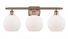 Innovations Lighting 516-3W-AC-G121-LED - Athens - 3 Light - 28 inch - Antique Copper - Bath Vanity Light