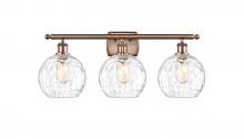 Innovations Lighting 516-3W-AC-G1215-8-LED - Athens Water Glass - 3 Light - 28 inch - Antique Copper - Bath Vanity Light
