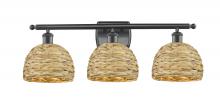 Innovations Lighting 516-3W-BK-RBD-8-NAT - Woven Rattan - 3 Light - 28 inch - Matte Black - Bath Vanity Light