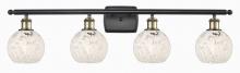 Innovations Lighting 516-4W-BAB-G1216-6WM - White Mouchette - 4 Light - 36 inch - Black Antique Brass - Bath Vanity Light