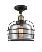 Innovations Lighting 517-1CH-BAB-G73-CE-LED - Bell Cage - 1 Light - 8 inch - Black Antique Brass - Semi-Flush Mount