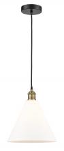 Innovations Lighting 616-1P-BAB-GBC-121 - Berkshire - 1 Light - 12 inch - Black Antique Brass - Cord hung - Mini Pendant