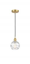 Innovations Lighting 616-1P-SG-G1213-6-LED - Athens Deco Swirl - 1 Light - 6 inch - Satin Gold - Cord hung - Mini Pendant