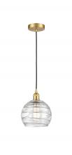 Innovations Lighting 616-1P-SG-G1213-8-LED - Athens Deco Swirl - 1 Light - 8 inch - Satin Gold - Cord hung - Mini Pendant