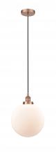Innovations Lighting 616-1PH-AC-G201-12-LED - Beacon - 1 Light - 12 inch - Antique Copper - Cord hung - Mini Pendant