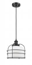 Innovations Lighting 916-1P-BK-G71-CE-LED - Bell Cage - 1 Light - 8 inch - Matte Black - Cord hung - Mini Pendant