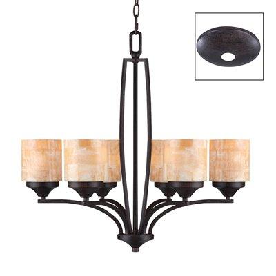 Six Light Roan Timber Honeycomb Onyx Shade Up Chandelier