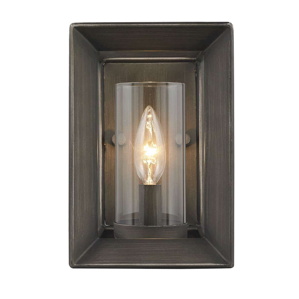 Smyth 1 Light Wall Sconce in Gunmetal Bronze with Clear Glass