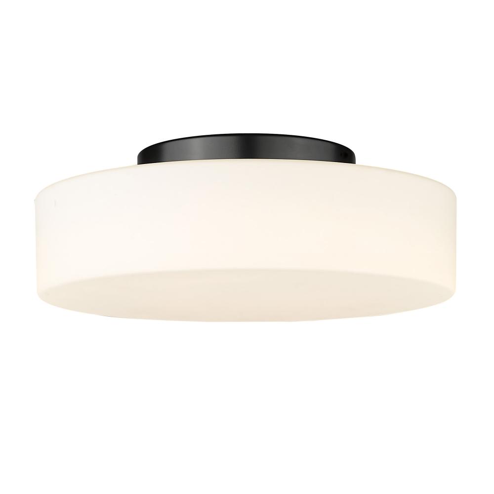 Toli BLK Flush Mount in Matte Black with Opal Glass Shade
