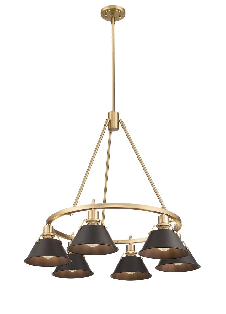 Orwell BCB 6 Light Chandelier in Brushed Champagne Bronze with Rubbed Bronze shades