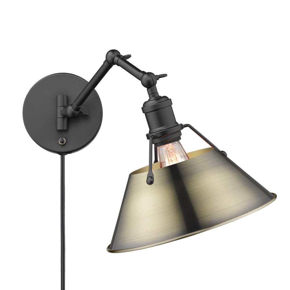 Orwell Articulating Wall Sconce in Matte Black with Aged Brass