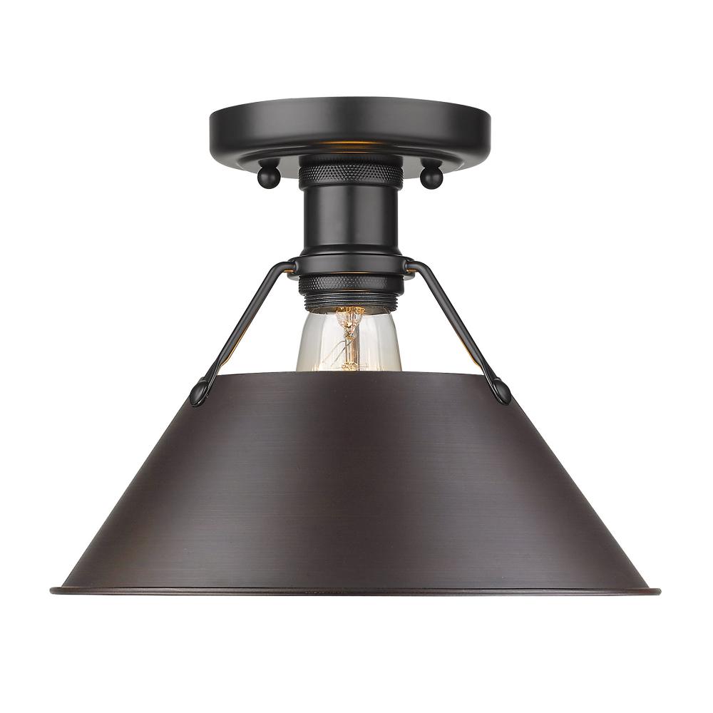 Orwell BLK Flush Mount in Matte Black with Rubbed Bronze shade