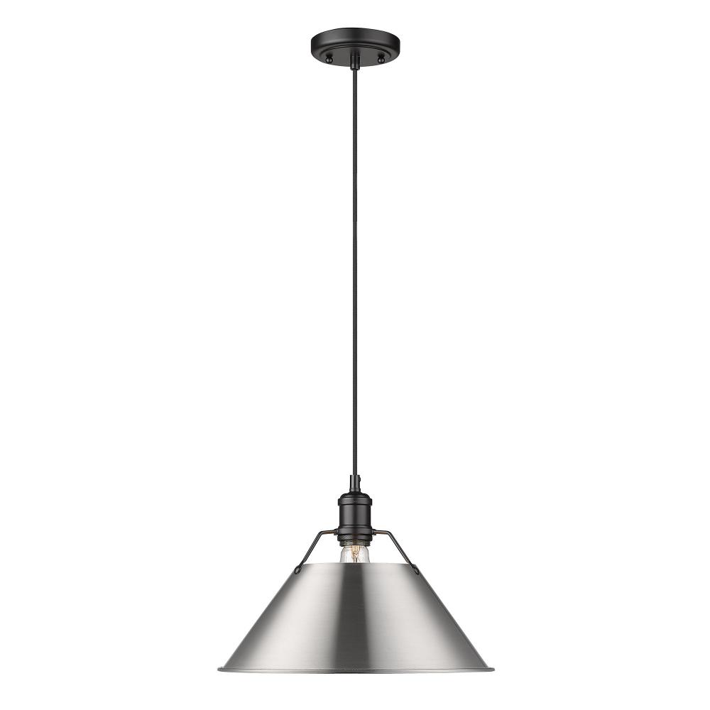 Orwell BLK Large Pendant - 14" in Matte Black with Pewter shade