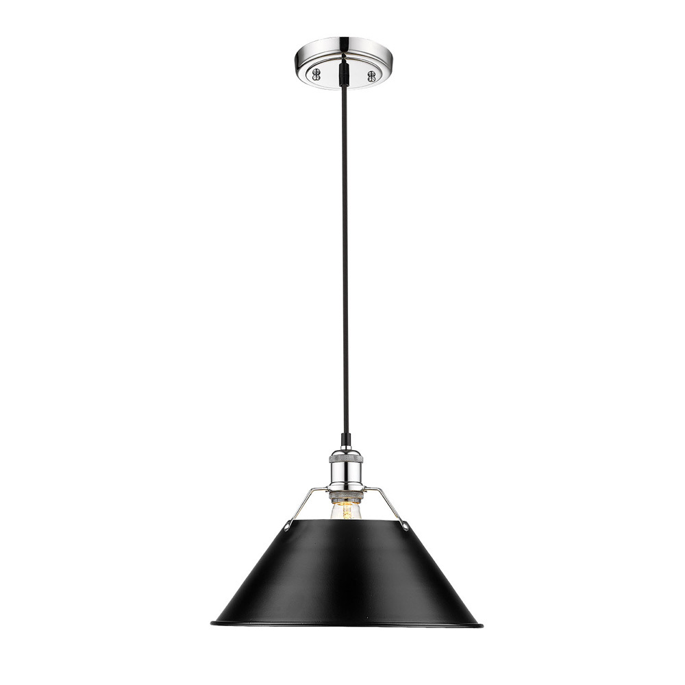 Orwell CH Large Pendant - 14" in Chrome with Matte Black shade