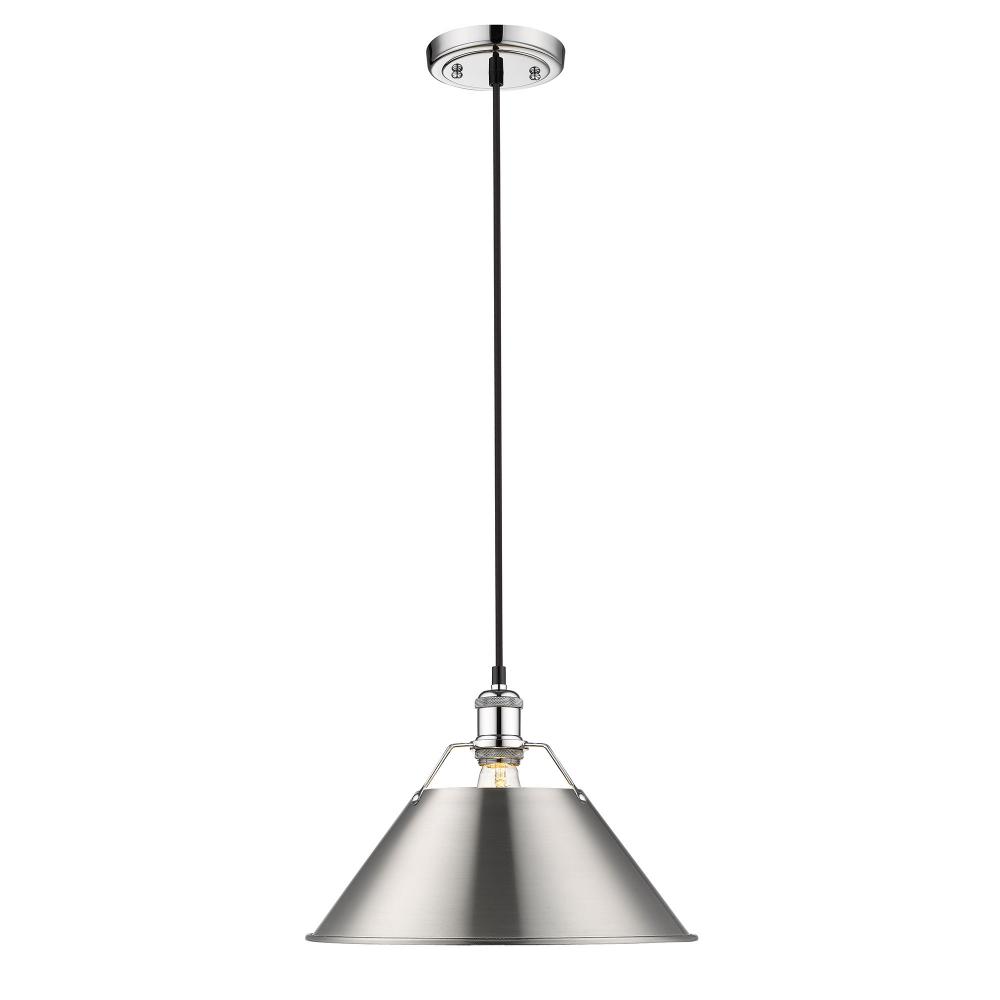 Orwell CH Large Pendant - 14" in Chrome with Pewter shade