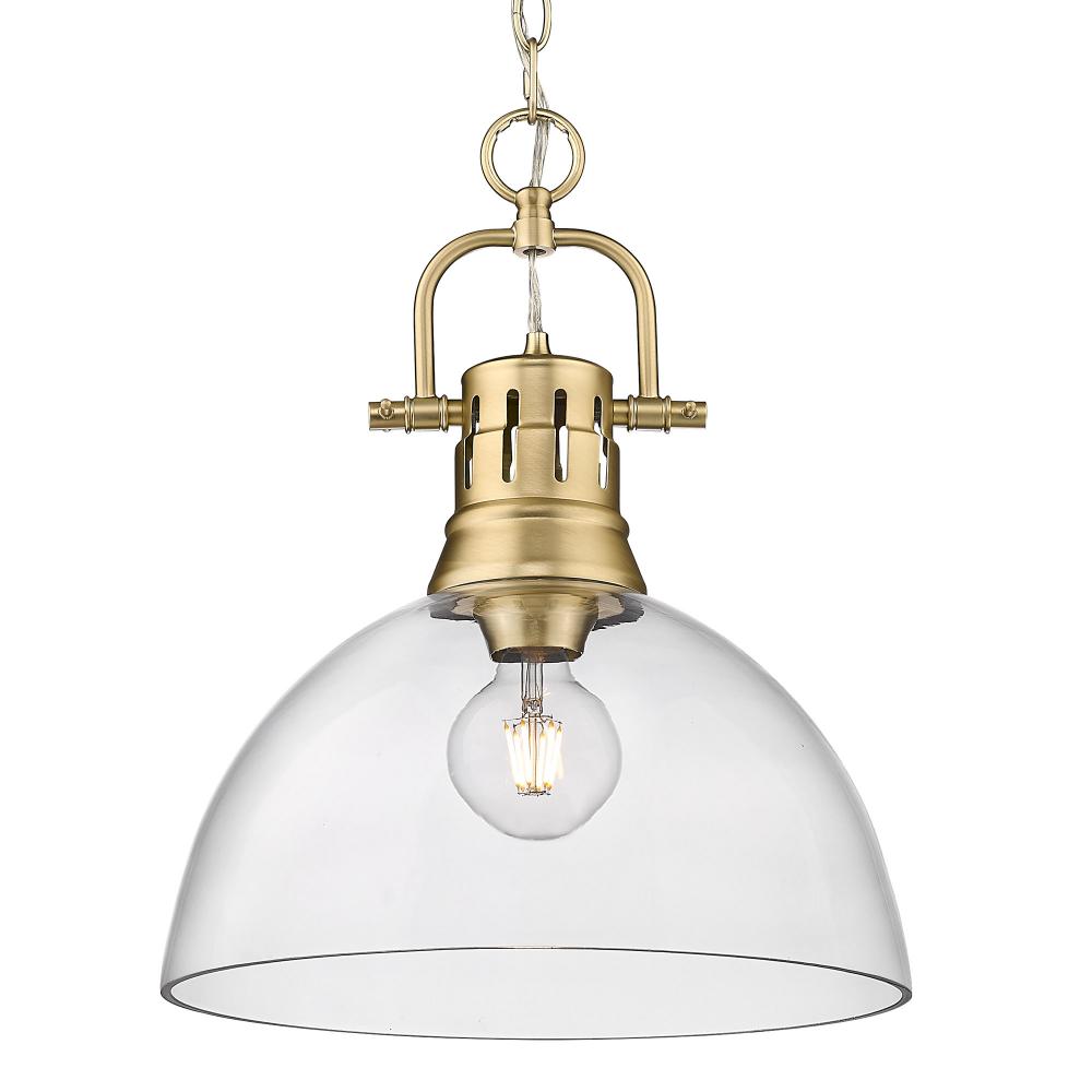 Duncan BCB 1 Light Pendant with Chain in Brushed Champagne Bronze with Clear Glass Shade