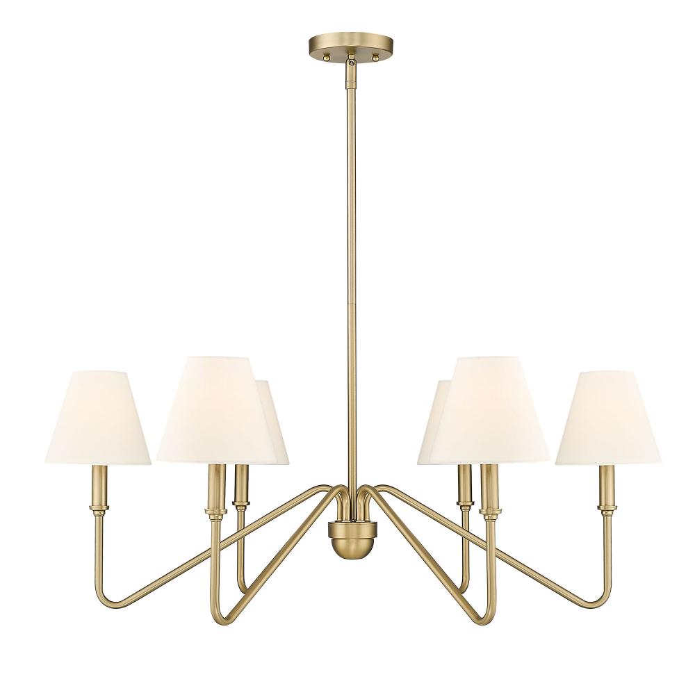 Kennedy BCB 6 Light Chandelier in Brushed Champagne Bronze with Ivory Linen Shade