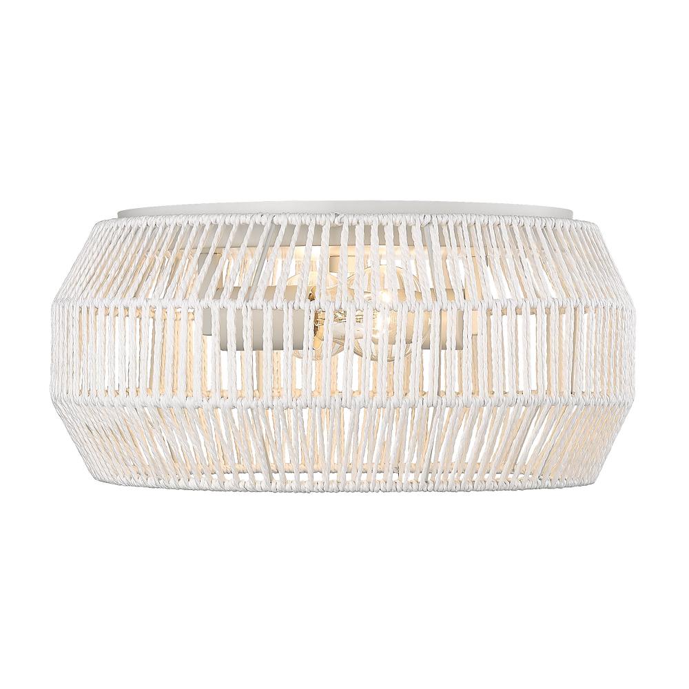 Marlee WHT 2 Light Flush Mount in Matte White with Bleached White Raphia Rope Shade