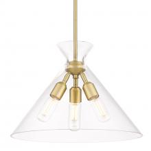 Golden 0511-3P BCB-CLR - Malta 3 Light Pendant in Brushed Champagne Bronze with Clear Glass Shade