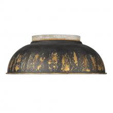Golden 0865-FM AGV-ABI - Kinsley Flush Mount in Aged Galvanized Steel with Antique Black Iron Shade