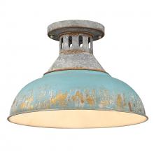 Golden 0865-SF AGV-TEAL - Kinsley Semi-Flush in Aged Galvanized Steel with Teal Shade