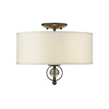 Golden 1030-FM RBZ - Cerchi Flush Mount in Rubbed Bronze with Opal Satin Shade