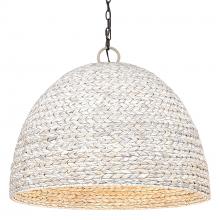 Golden 1081-8P BLK-PSG - Rue 8 Light Pendant in Matte Black with Painted Sweet Grass Shade