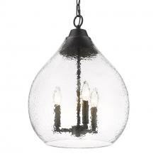 Golden 1094-3P BLK-HCG - Ariella 3-Light Pendant in Matte Black with Hammered Clear Glass
