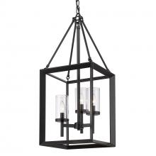 Golden 2073-3P BLK-CLR - Smyth 3 Light Pendant in Matte Black with Clear Glass Shades