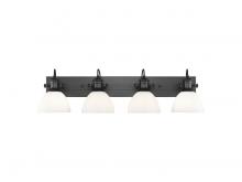 Golden 3118-BA4 BLK-OP - Hines 4-Light Vanity Light in Matte Black with Opal Glass