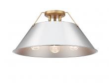 Golden 3306-3FM BCB-CH - Orwell BCB 3 Light Flush Mount in Brushed Champagne Bronze with Chrome shade