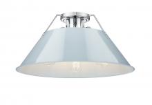 Golden 3306-3FM CH-DB - Orwell CH 3 Light Flush Mount in Chrome with Dusky Blue shade