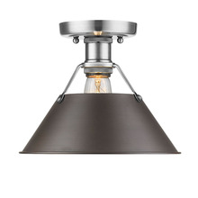 Golden 3306-FM PW-RBZ - Orwell PW Flush Mount in Pewter with Rubbed Bronze shade