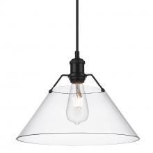 Golden 3306-L BLK-CLR - Orwell BLK Large Pendant - 14" in Matte Black with Clear Glass