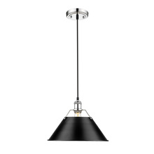 Golden 3306-L CH-BLK - Orwell CH Large Pendant - 14" in Chrome with Matte Black shade