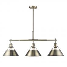 Golden 3306-LP AB-AB - Orwell AB 3 Light Linear Pendant in Aged Brass with Aged Brass shades