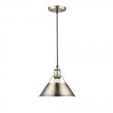 Golden 3306-M AB-AB - Orwell AB Medium Pendant - 10" in Aged Brass with Aged Brass shade
