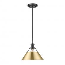Golden 3306-M BLK-BCB - Orwell BLK Medium Pendant - 10" in Matte Black with Brushed Champagne Bronze shade