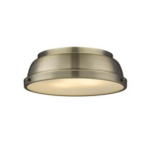Golden 3602-14 AB-AB - Duncan 14" Flush Mount in Aged Brass with an Aged Brass Shade