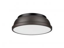 Golden 3602-14 BLK-RBZ - Duncan 14" Flush Mount in Matte Black with Rubbed Bronze