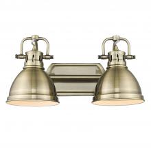 Golden 3602-BA2 AB-AB - Duncan 2 Light Bath Vanity in Aged Brass with Aged Brass Shades