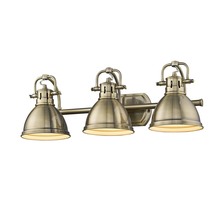 Golden 3602-BA3 AB-AB - Duncan 3 Light Bath Vanity in Aged Brass with an Aged Brass Shade