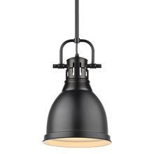 Golden 3604-S BLK-BLK - Duncan Small Pendant with Rod in Matte Black with a Matte Black Shade