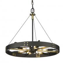 Golden 3866-M NB-AB - Vaughn Medium Pendant in Natural Black with Aged Brass Accents