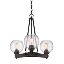 Golden 4855-3 RBZ-SD - Galveston 3-Light Chandelier in Rubbed Bronze with Seeded Glass